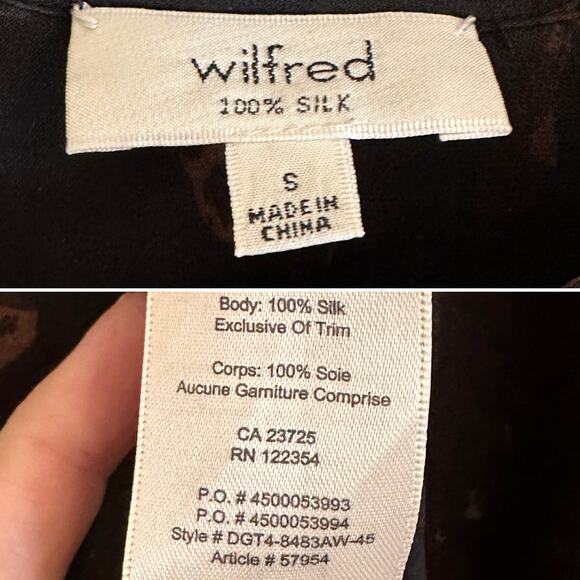 Wilfred Bossut Silk Button Down Dark Floral Dress Sz Small - Picture 6 of 6